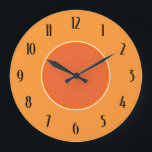 Light and Dark Orange Deco Black Numbers Clock<br><div class="desc">A simple wall clock with a light orange background under art deco black numbers and a darker orange face with a thin white outline.  For any orange decor kitchen or room.  Click Customize It to add your custom text,  change background colors and more.</div>