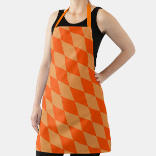 Light and Dark Orange Harlequin Diamonds Checkers  Apron