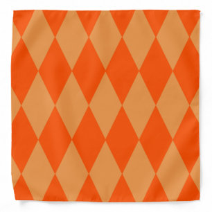 Light and Dark Orange Harlequin Diamonds Checkers Bandana