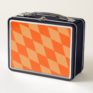 Light and Dark Orange Harlequin Diamonds Checkers Metal Lunch Box
