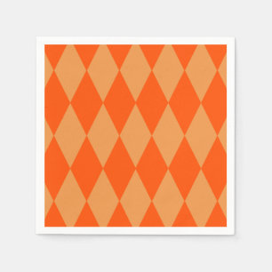 Light and Dark Orange Harlequin Diamonds Checkers Napkins
