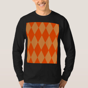 Light and Dark Orange Harlequin Diamonds Checkers  T-Shirt