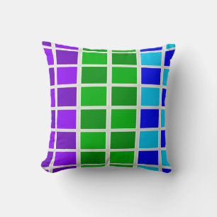 Light and Dark Peacock Color Squares Throw Pillow