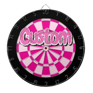 Light and Dark Pink, Black, White Edge Text Custom Dart Board