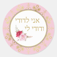 Light and Dark Pink Blush Rose Ani L'Dodi  Classic Round Sticker