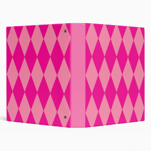 Light and Dark Pink Harlequin Diamonds Checkers 3 Ring Binder