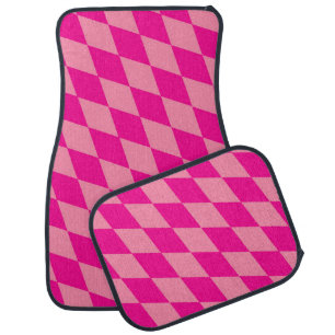 Light and Dark Pink Harlequin Diamonds Checkers Car Floor Mat