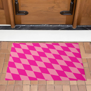Light and Dark Pink Harlequin Diamonds Checkers  Doormat