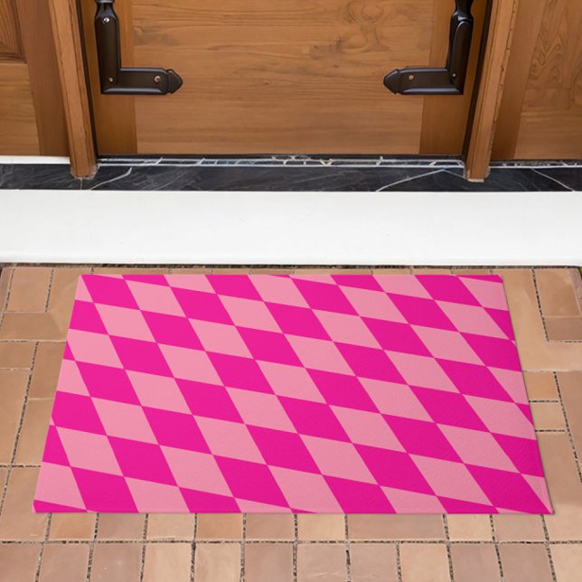 Light and Dark Pink Harlequin Diamonds Checkers  Doormat (Creator Uploaded)