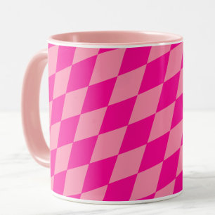 Light and Dark Pink Harlequin Diamonds Checkers Mug