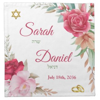 Light and Dark Pink Rose Blush Wedding Cloth Napkin