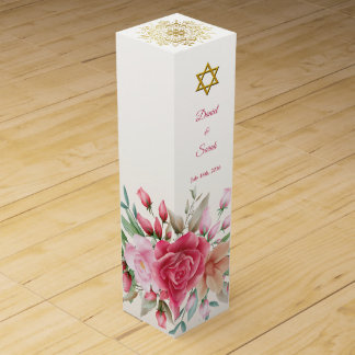Light and Dark Pink Rose Blush Wedding Wine Box