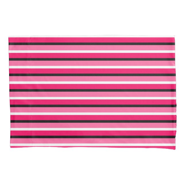 Light and Dark Pink Stripes Pattern Pillow Case (Front)