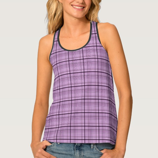 Light and Dark Purple Plaid Tank Top (Front)