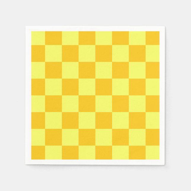 Light and Dark Yellow Checker Design  Napkins (Front)