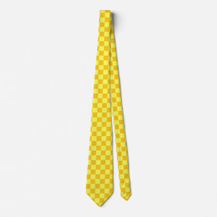 Light and Dark Yellow Checker Design  Neck Tie