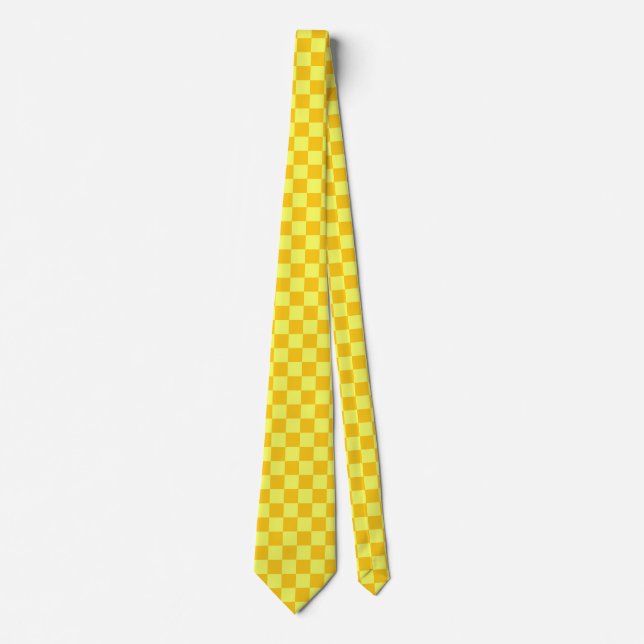 Light and Dark Yellow Checker Design  Neck Tie (Front)