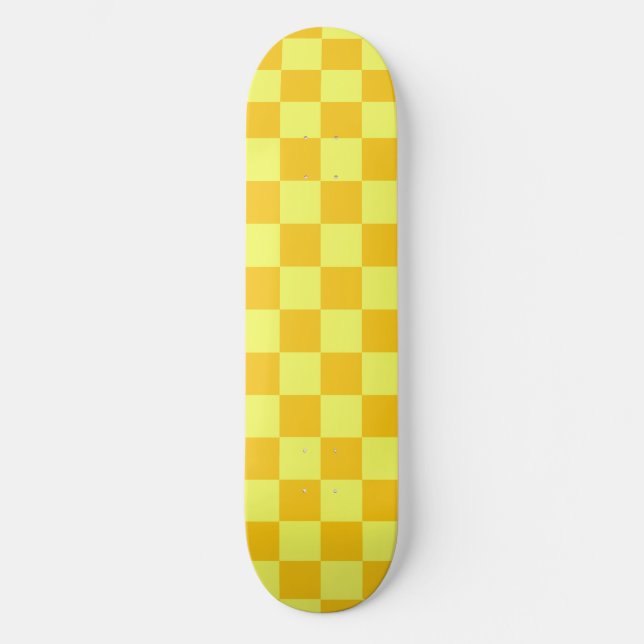 Light and Dark Yellow Checker Design  Skateboard (Front)