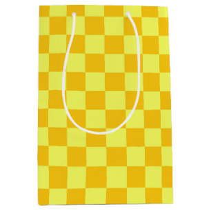 Light and Dark Yellow Checkered Design Medium Gift Bag