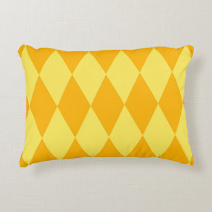 Light and Dark Yellow Harlequin Diamonds Checkers Accent Pillow