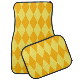 Light and Dark Yellow Harlequin Diamonds Checkers Car Floor Mat