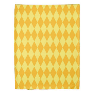 Light and Dark Yellow Harlequin Diamonds Checkers  Duvet Cover