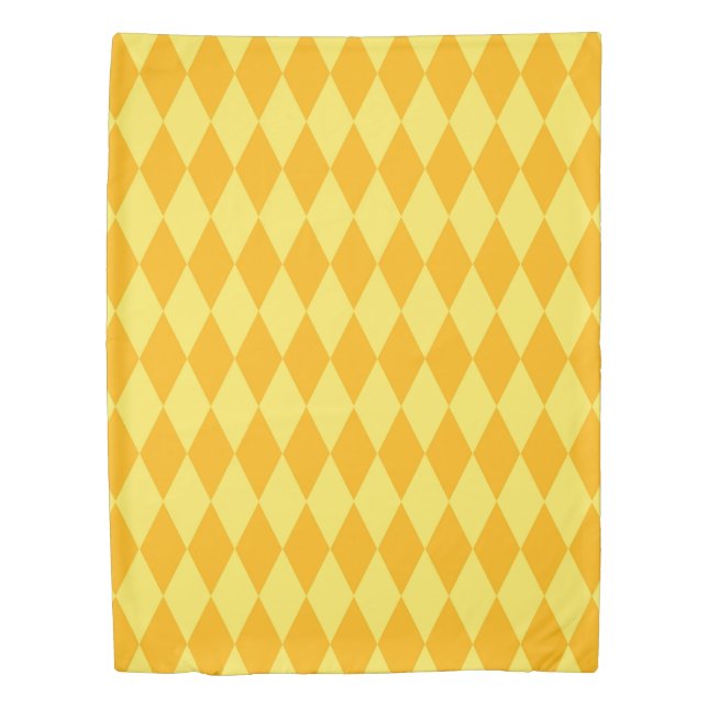 Light and Dark Yellow Harlequin Diamonds Checkers  Duvet Cover (Front)