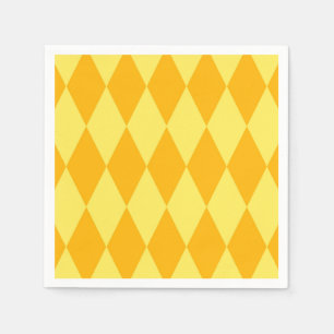Light and Dark Yellow Harlequin Diamonds Checkers Napkins