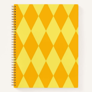 Light and Dark Yellow Harlequin Diamonds Checkers Notebook