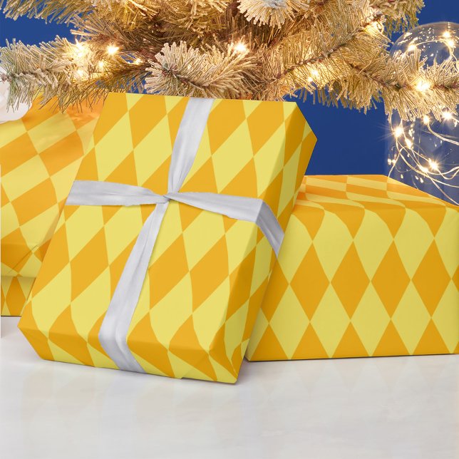 Light and Dark Yellow Harlequin Diamonds Checkers  Wrapping Paper (Creator Uploaded)