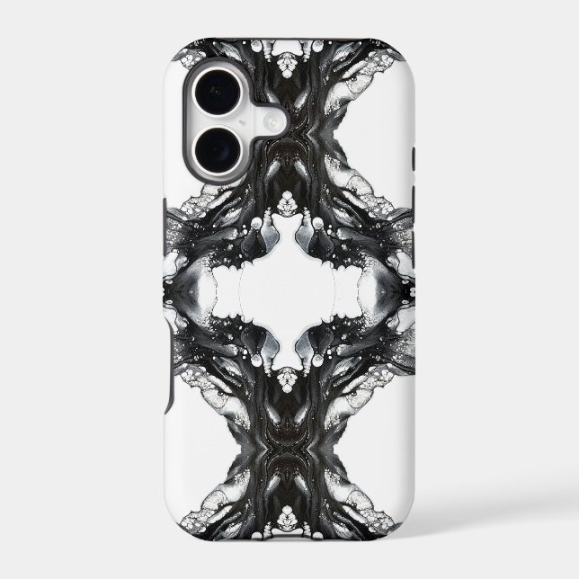 Light and Darkness Abstract Black White Fluid Art iPhone Case (Back)