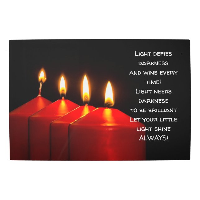 Light And Darkness Quote - Blue Candles With Flame Metal Print (Front)