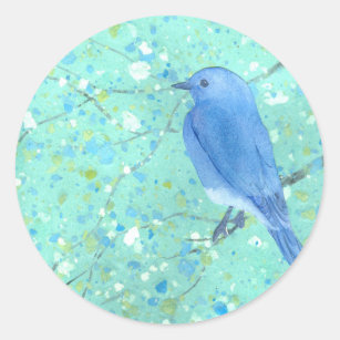 Light and delicate bluebird classic round sticker