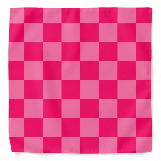 Light and Hot Pink Checker Pattern Design  Bandana (Front)
