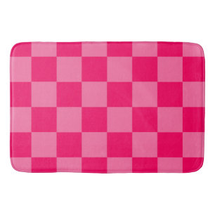 Light and Hot Pink Checker Pattern Design  Bath Mat