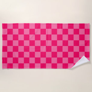 Light and Hot Pink Checker Pattern Design Beach Towel