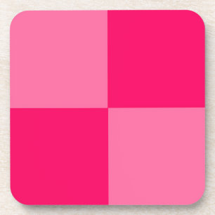 Light and Hot Pink Checker Pattern Design  Beverage Coaster