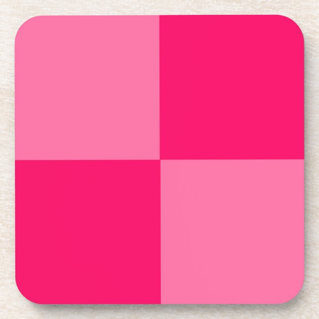 Light and Hot Pink Checker Pattern Design  Beverage Coaster (Front)