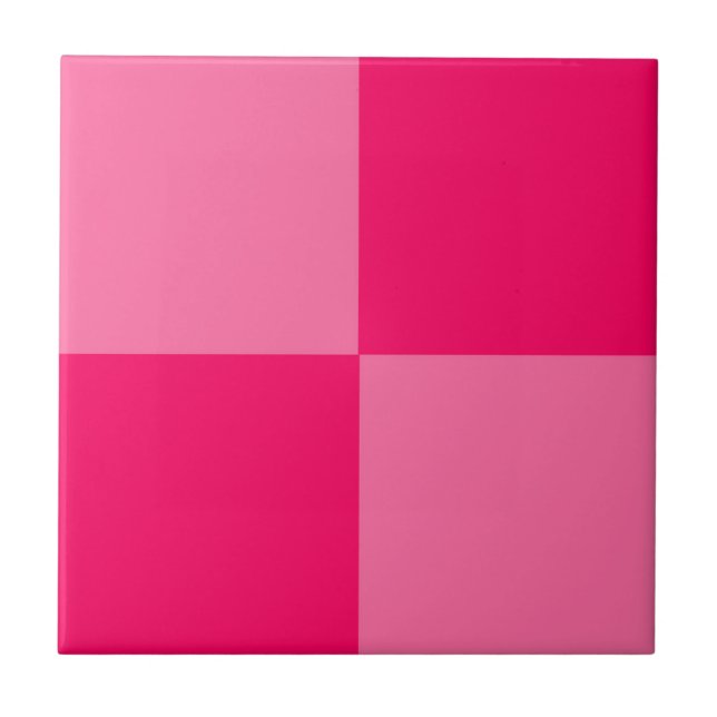 Light and Hot Pink Checker Pattern Design  Ceramic Tile (Front)