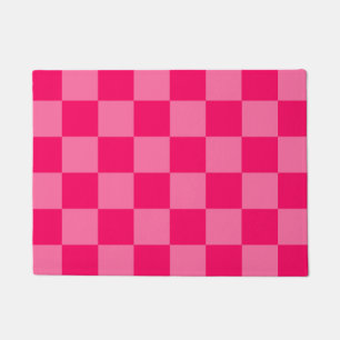 Light and Hot Pink Checker Pattern Design Doormat