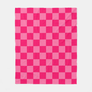 Light and Hot Pink Checker Pattern Design Fleece Blanket