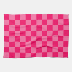 Light and Hot Pink Checker Pattern Design Kitchen Towel