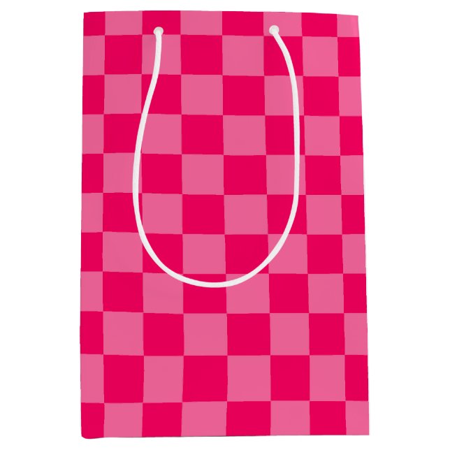 Light and Hot Pink Checker Pattern Design  Medium Gift Bag (Front)
