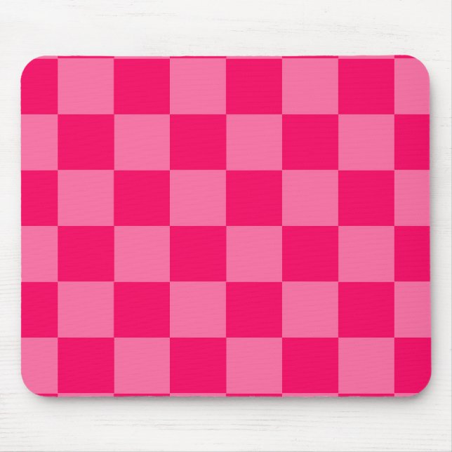 Light and Hot Pink Checker Pattern Design  Mouse Pad (Front)