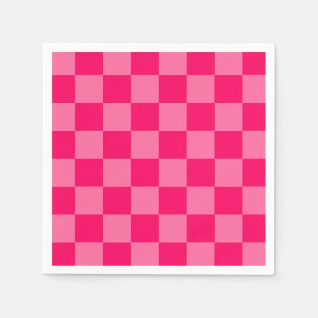 Light and Hot Pink Checker Pattern Design  Napkins (Front)