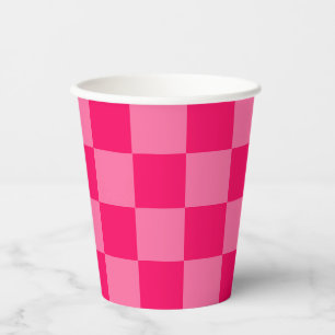 Light and Hot Pink Checker Pattern Design Paper Cups