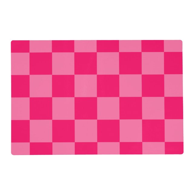Light and Hot Pink Checker Pattern Design  Placemat (Front)