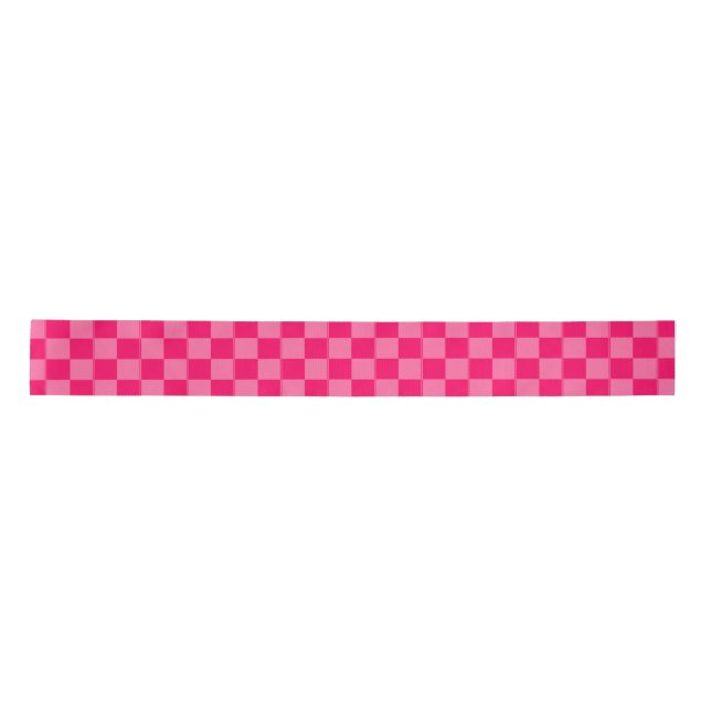 Light and Hot Pink Checker Pattern Design  Satin Ribbon (Front)