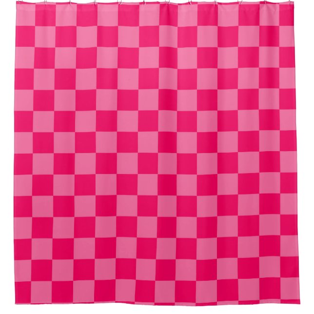 Light and Hot Pink Checker Pattern Design  Shower Curtain (Front)