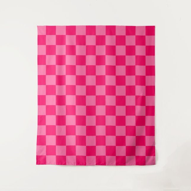Light and Hot Pink Checker Pattern Design  Tapestry (Front)